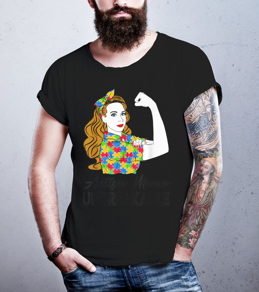 Autism Mamo Unbreakable Puzzle Piece Awareness T-Shirt
