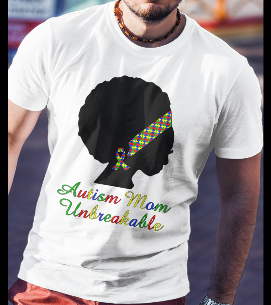 Autism Mom Unbreakable With Puzzle Ribbon Headband T-Shirt