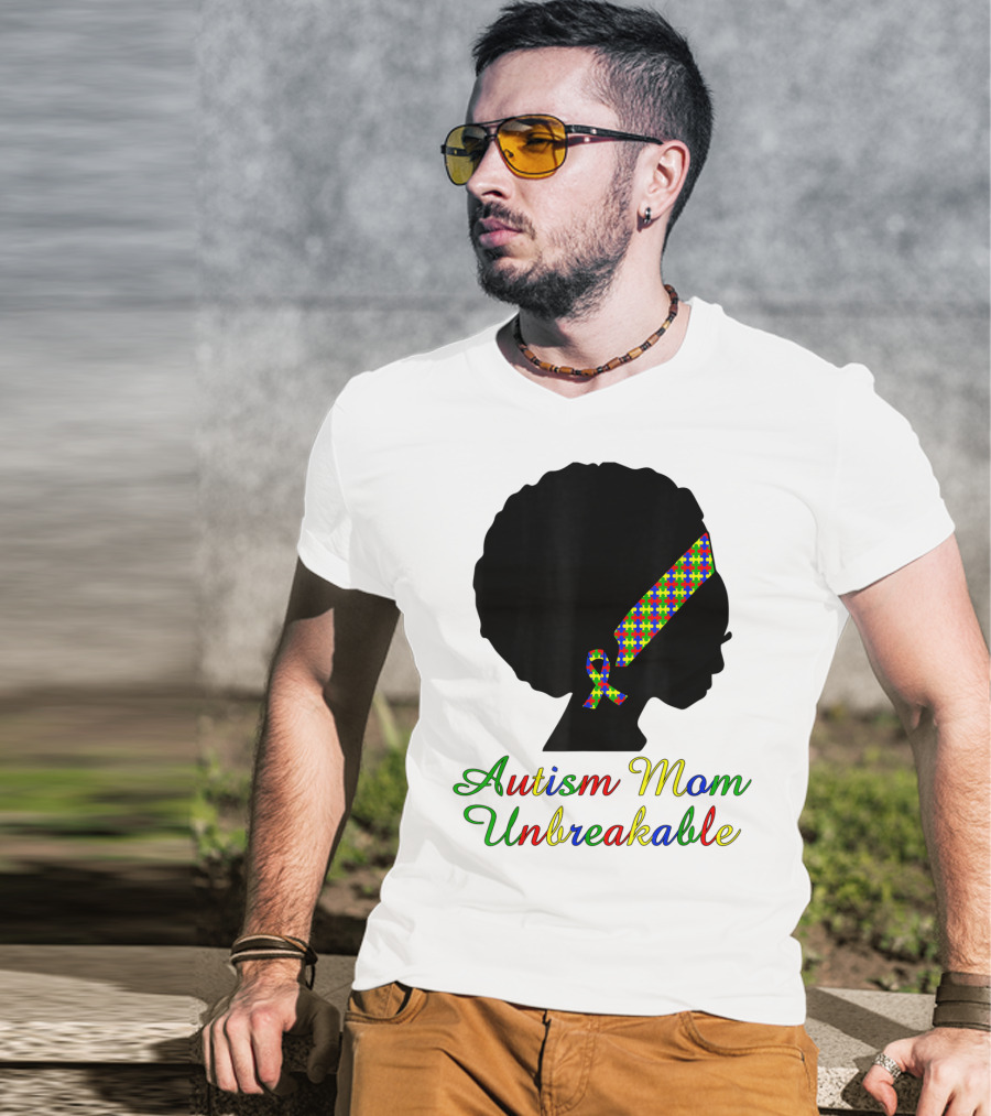 Autism Mom Unbreakable With Puzzle Ribbon Headband T-Shirt