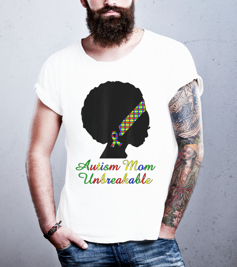 Autism Mom Unbreakable With Puzzle Ribbon Headband T-Shirt