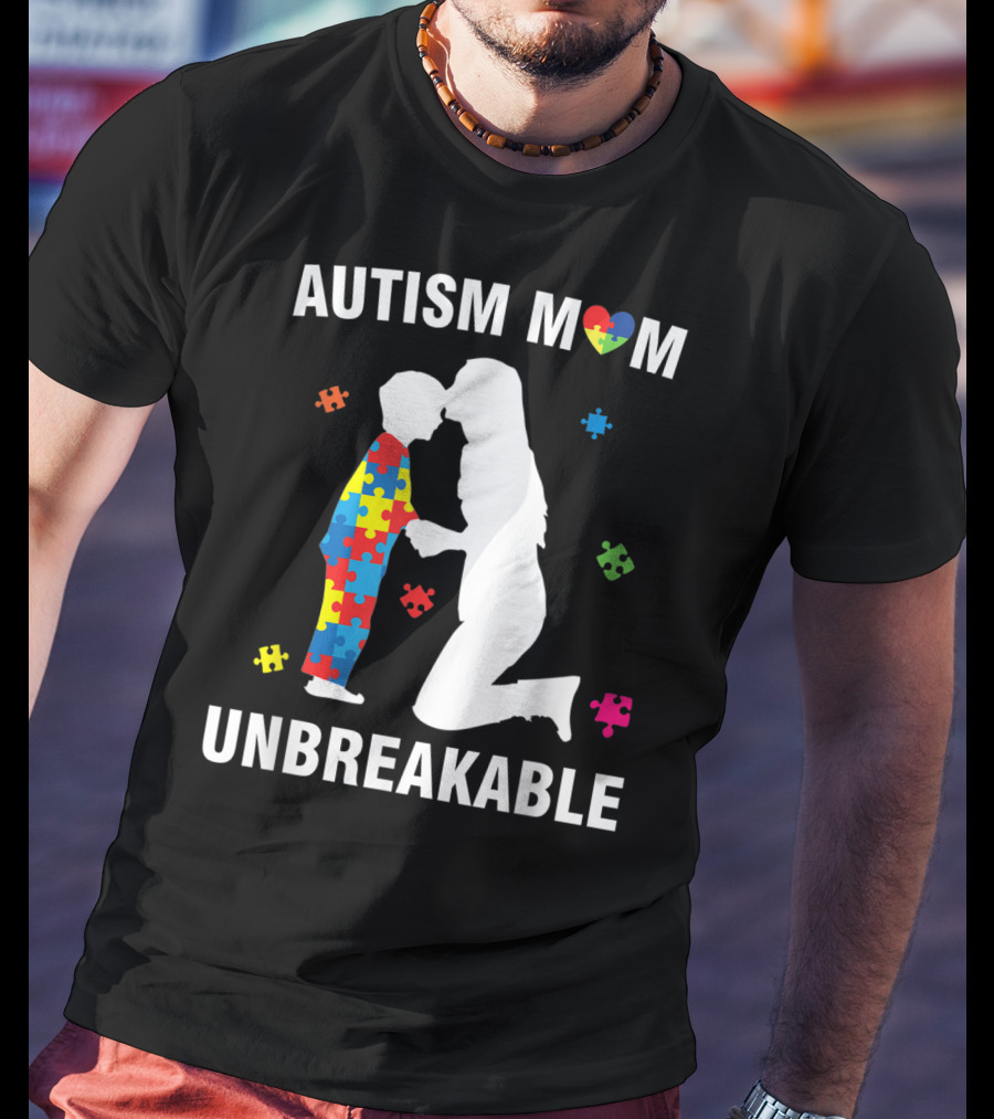 Autism Mom Unbreakable Puzzle Heart Support T-Shirt