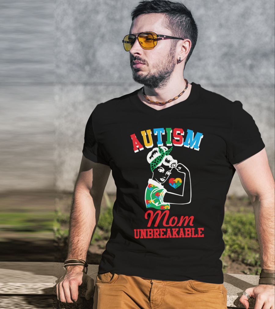 Autism Mom Unbreakable Puzzle Pieces Awareness T-Shirt