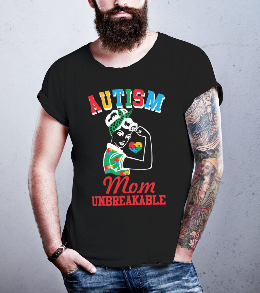 Autism Mom Unbreakable Puzzle Pieces Awareness T-Shirt