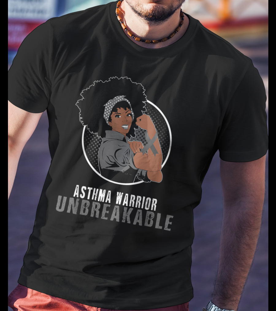 Black Girl Unbreakable Asthma Warrior Rosie The Riveter T-Shirt