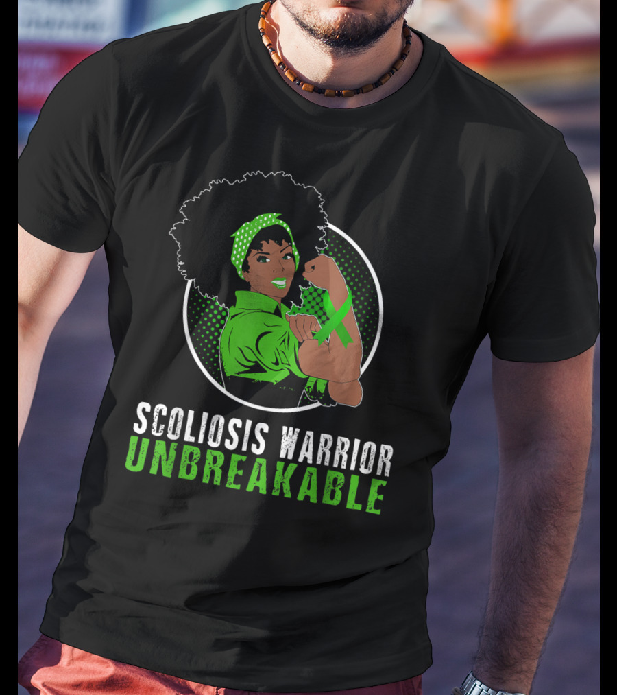Black Girl Scoliosis Warrior Unbreakable Strength T-Shirt