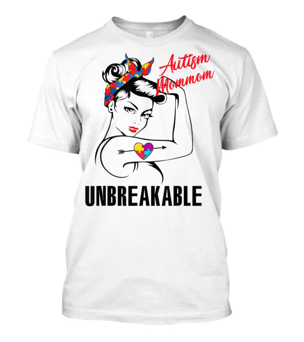 Autism Mommom Unbreakable Heart Puzzle Autism Awareness T-Shirt