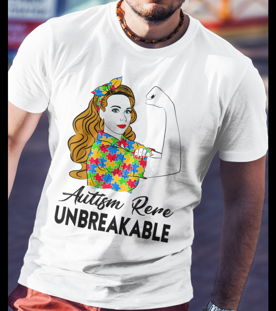 Autism Rere Unbreakable Rosie The Riveter Puzzle T-Shirt