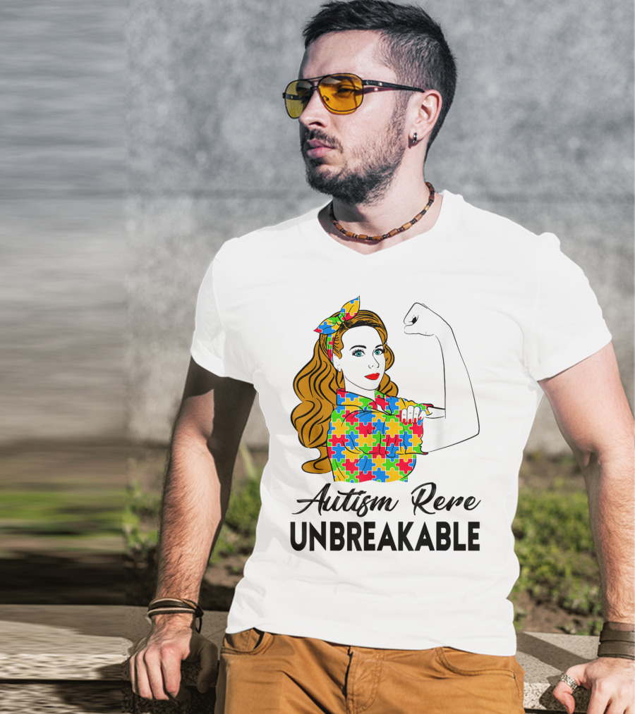 Autism Rere Unbreakable Rosie The Riveter Puzzle T-Shirt