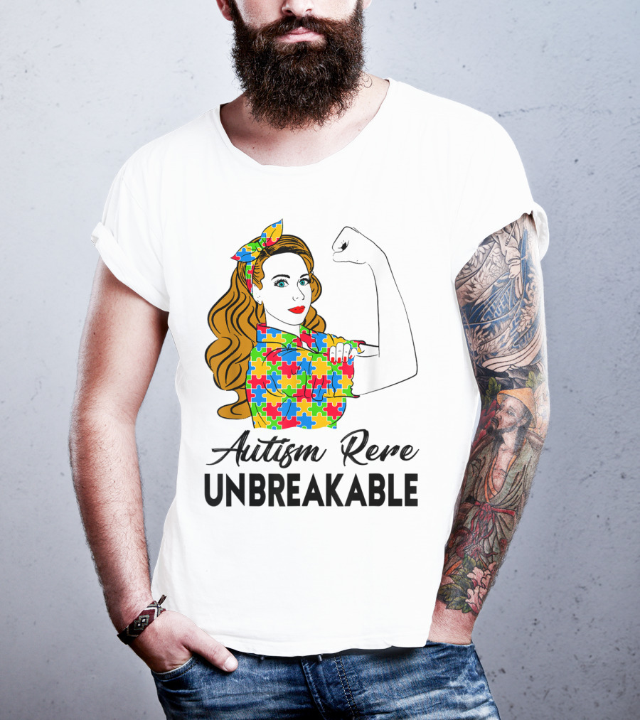 Autism Rere Unbreakable Rosie The Riveter Puzzle T-Shirt