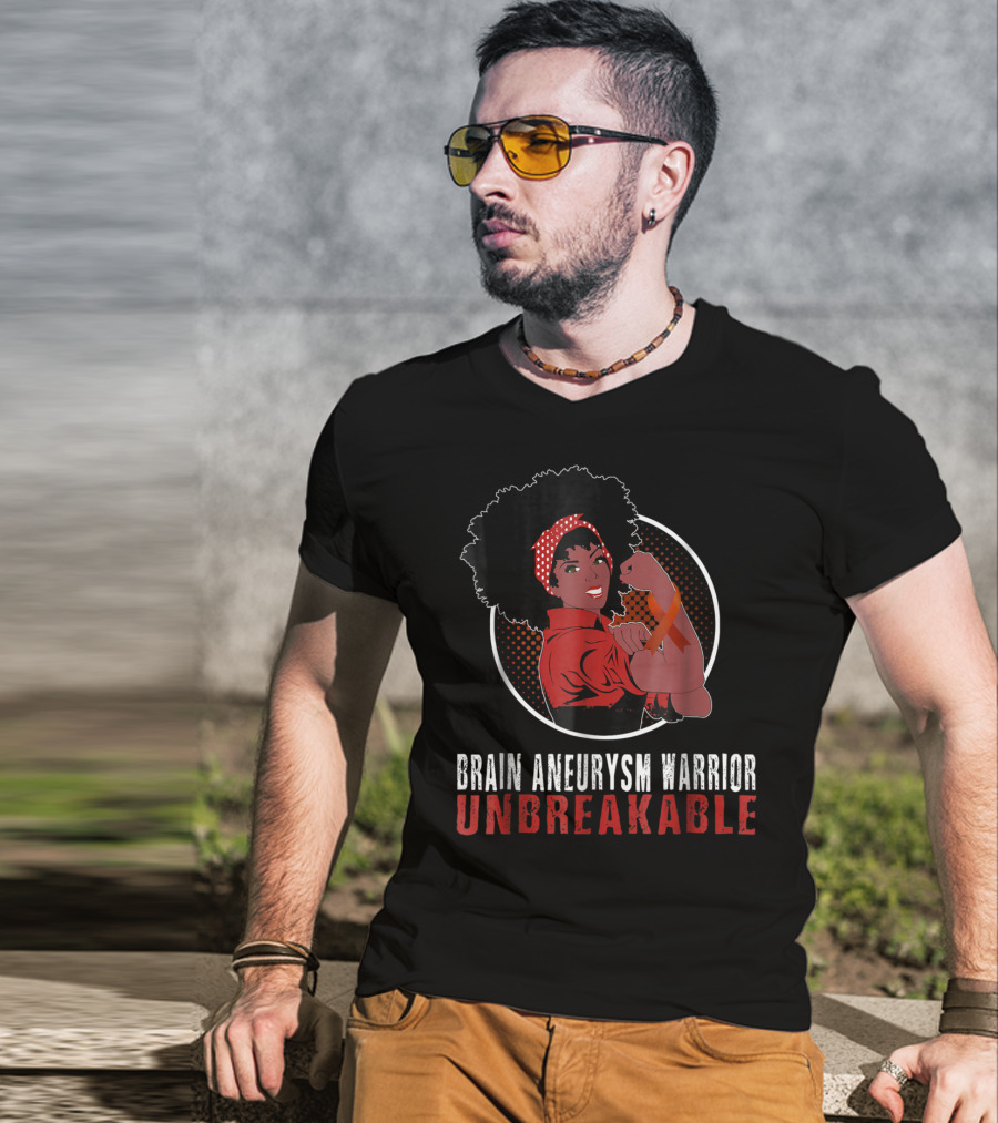 Black Girl Brain Aneurysm Warrior Unbreakable Strength T-Shirt