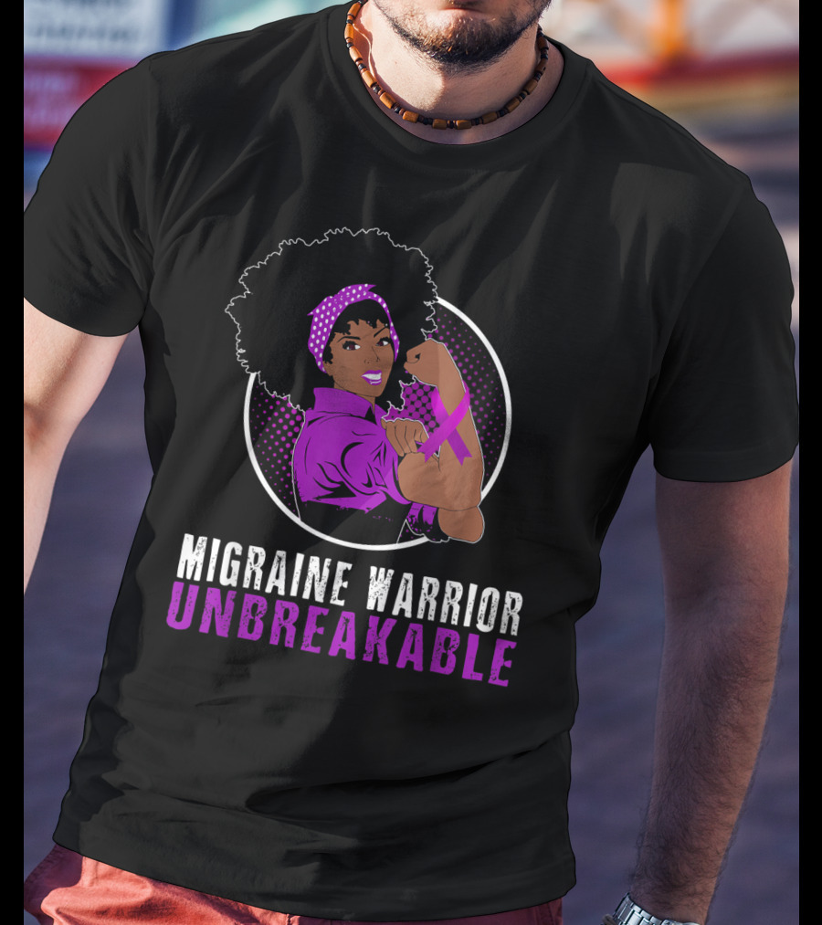 Black Girl Migraine Warrior Unbreakable Strength Empowerment T-Shirt