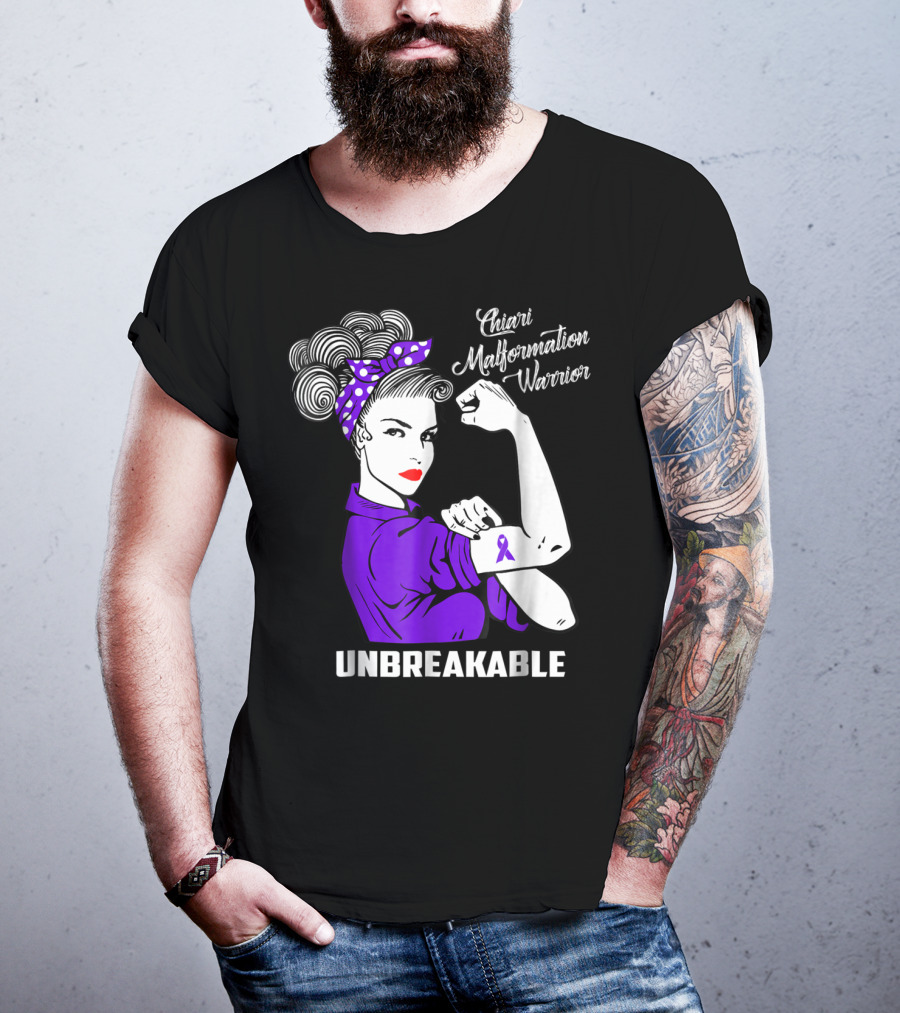 Chiari Malformation Warrior Unbreakable Rosie The Riveter T-Shirt