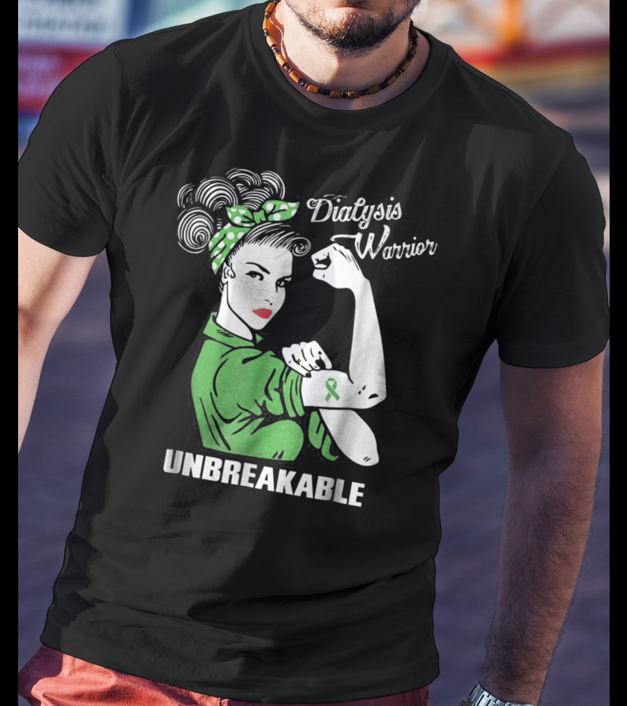 Dialysis Warrior Unbreakable Rosie The Riveter Awareness T-Shirt