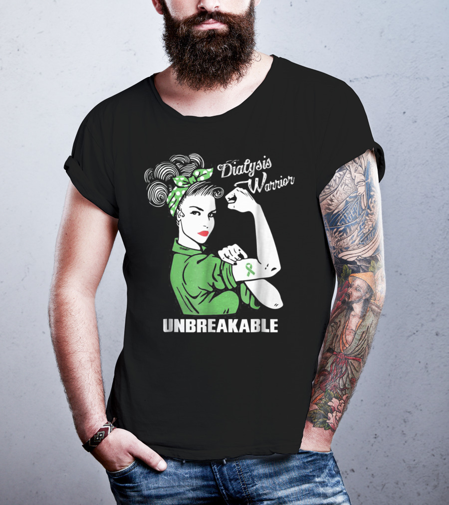 Dialysis Warrior Unbreakable Rosie The Riveter Awareness T-Shirt