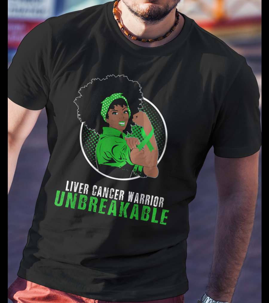 Liver Cancer Warrior Unbreakable Black Girl Strength T-Shirt