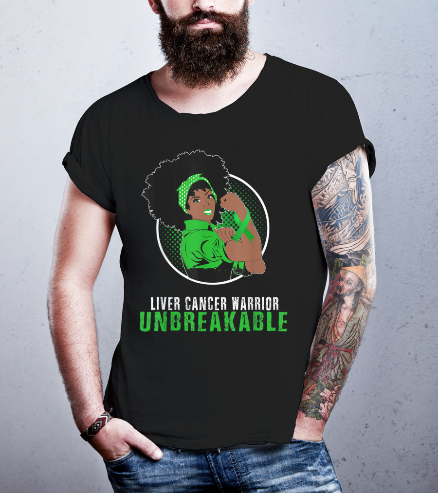 Liver Cancer Warrior Unbreakable Black Girl Strength T-Shirt