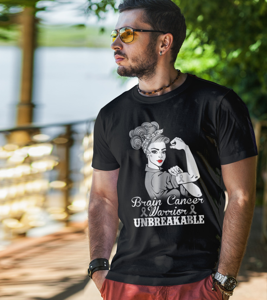 Brain Cancer Warrior Unbreakable Awareness T-Shirt