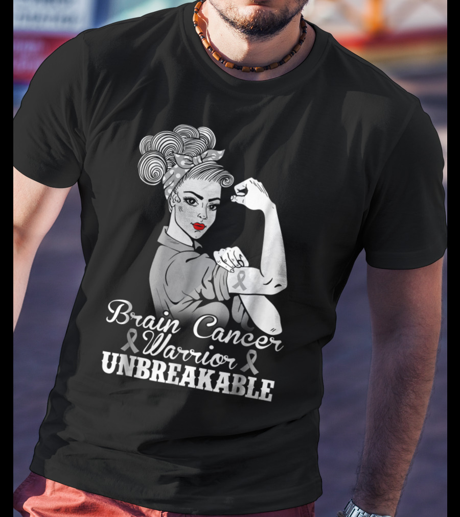 Brain Cancer Warrior Unbreakable Awareness T-Shirt
