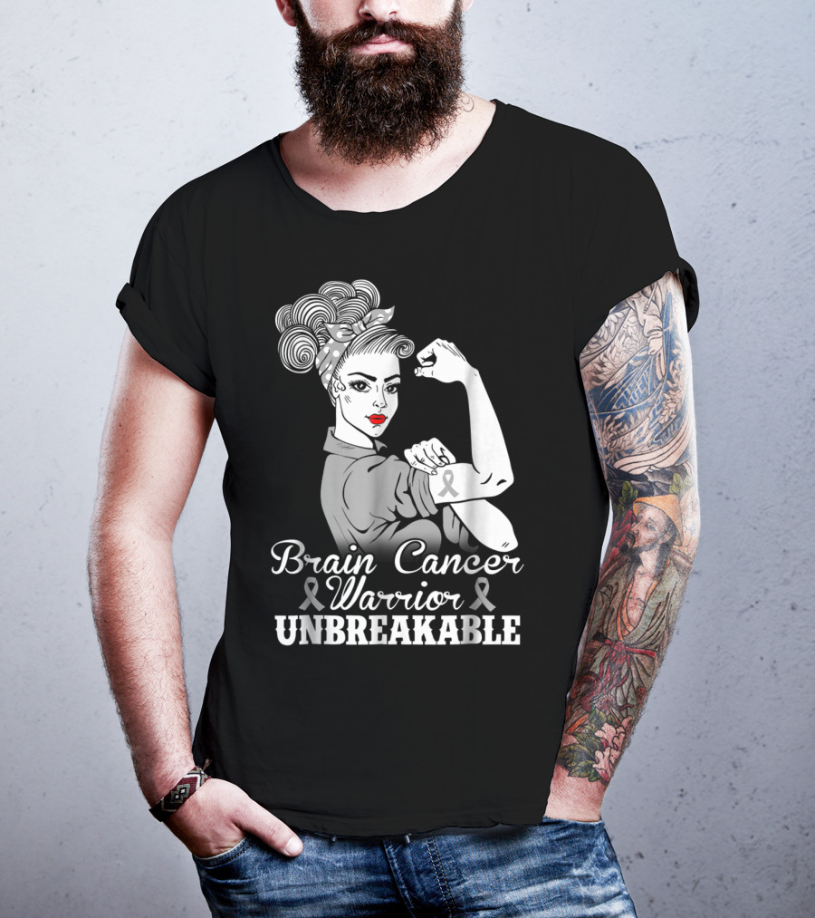 Brain Cancer Warrior Unbreakable Awareness T-Shirt
