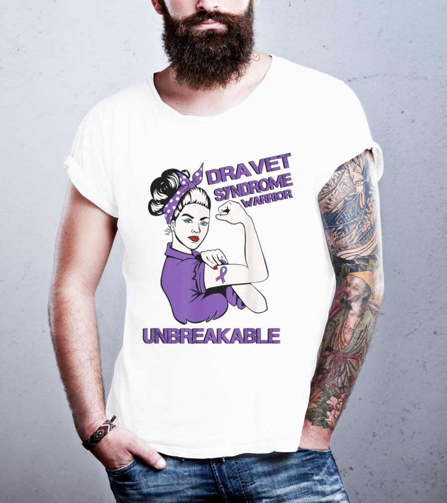 Dravet Syndrome Warrior Unbreakable Rosie Riveter Style Purple T-Shirt
