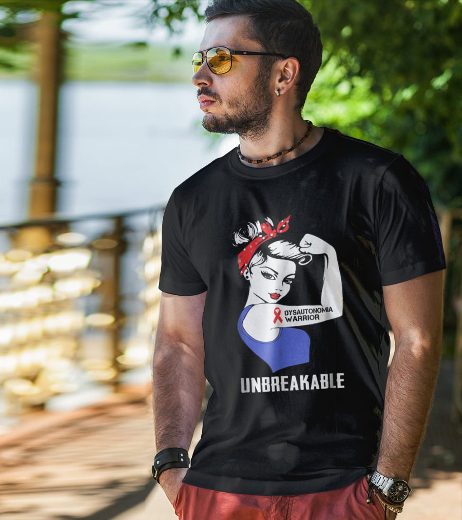 Dysautonomia Warrior Unbreakable Awareness Ribbon Tattoo Rosie The Riveter T-Shirt