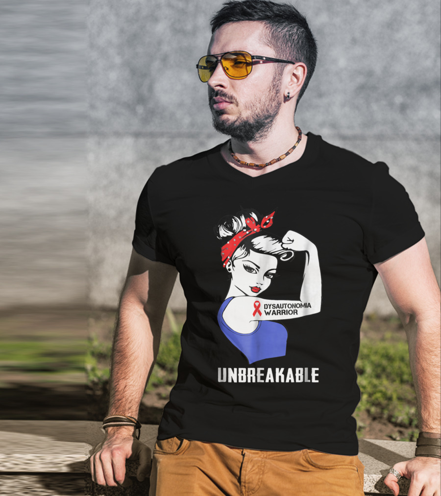 Dysautonomia Warrior Unbreakable Awareness Ribbon Tattoo Rosie The Riveter T-Shirt