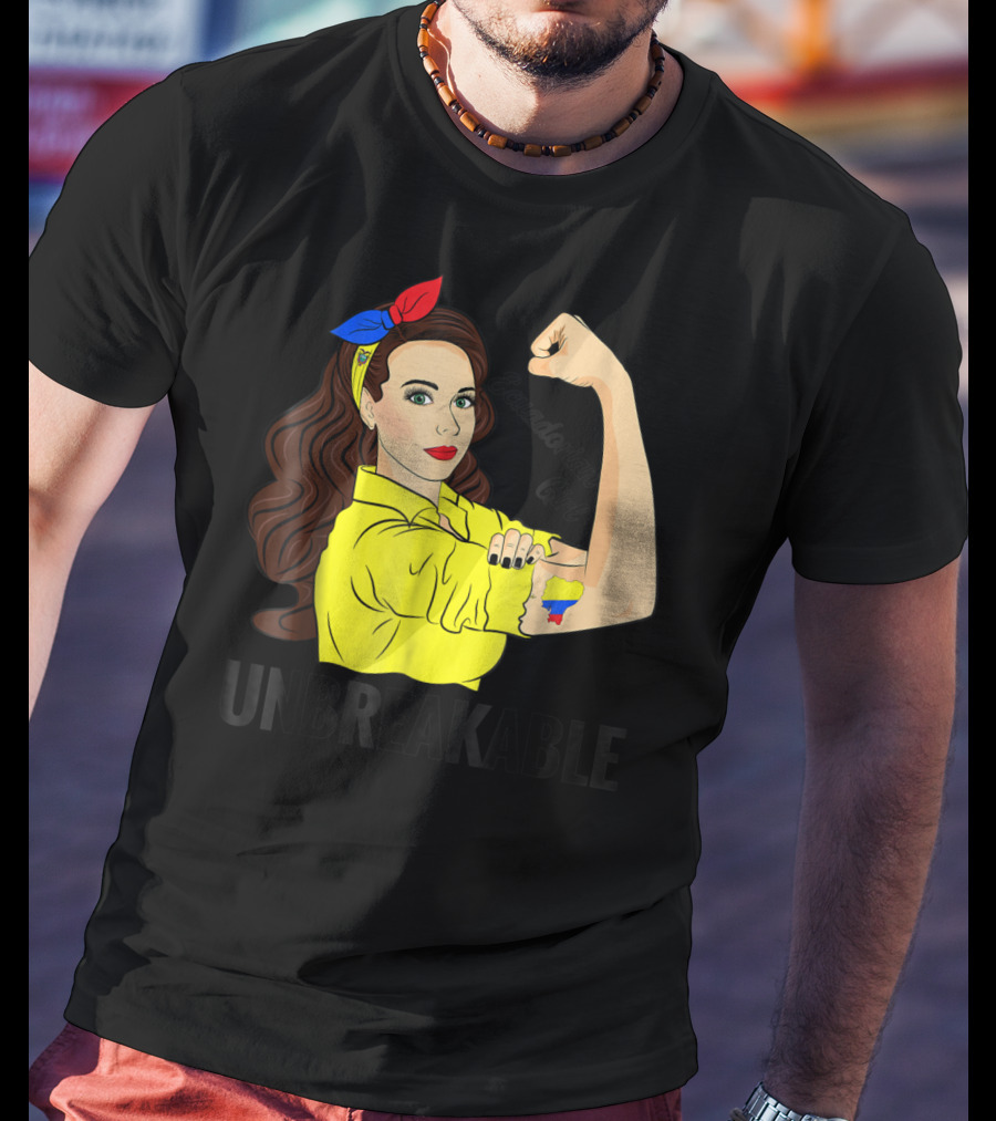 Ecuadorian Girl Unbreakable Strength With Ecuador Flag Colors T-Shirt
