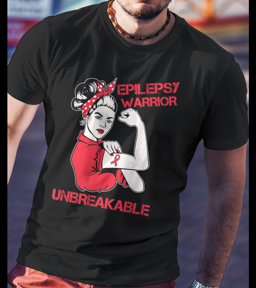 Epilepsy Warrior Unbreakable Rosie The Riveter Inspired T-Shirt