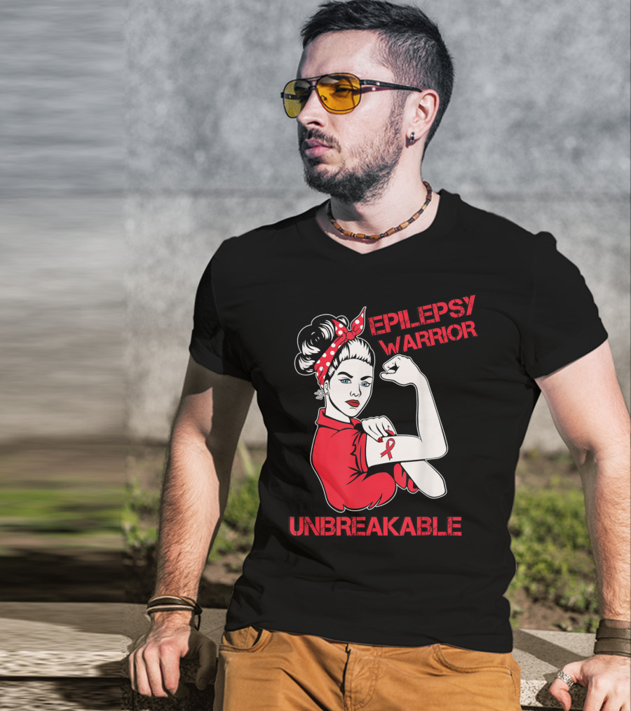 Epilepsy Warrior Unbreakable Rosie The Riveter Inspired T-Shirt