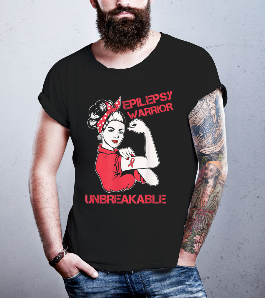Epilepsy Warrior Unbreakable Rosie The Riveter Inspired T-Shirt