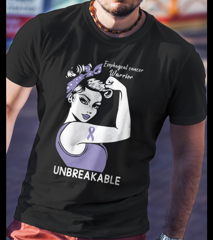 Esophageal Cancer Warrior Unbreakable Strength Ribbon T-Shirt
