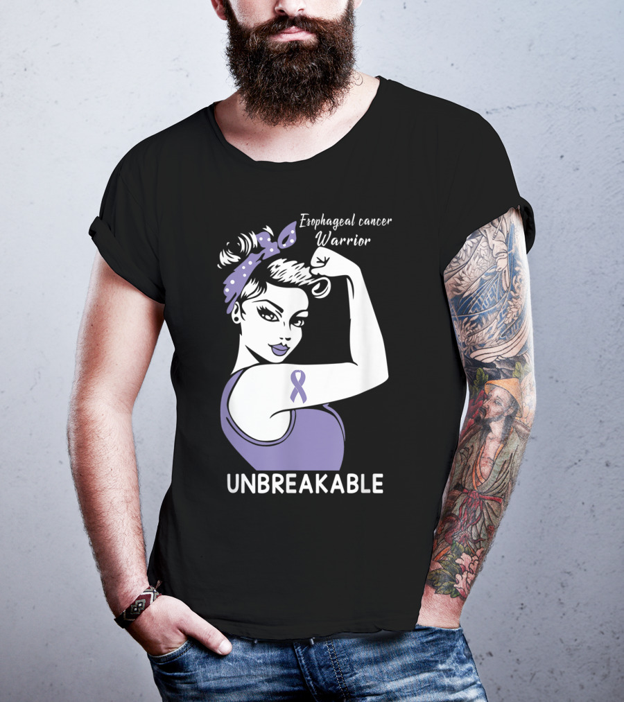 Esophageal Cancer Warrior Unbreakable Strength Ribbon T-Shirt