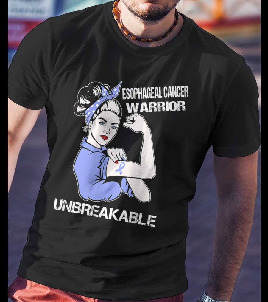 Esophageal Cancer Warrior Unbreakable Rosie The Riveter T-Shirt