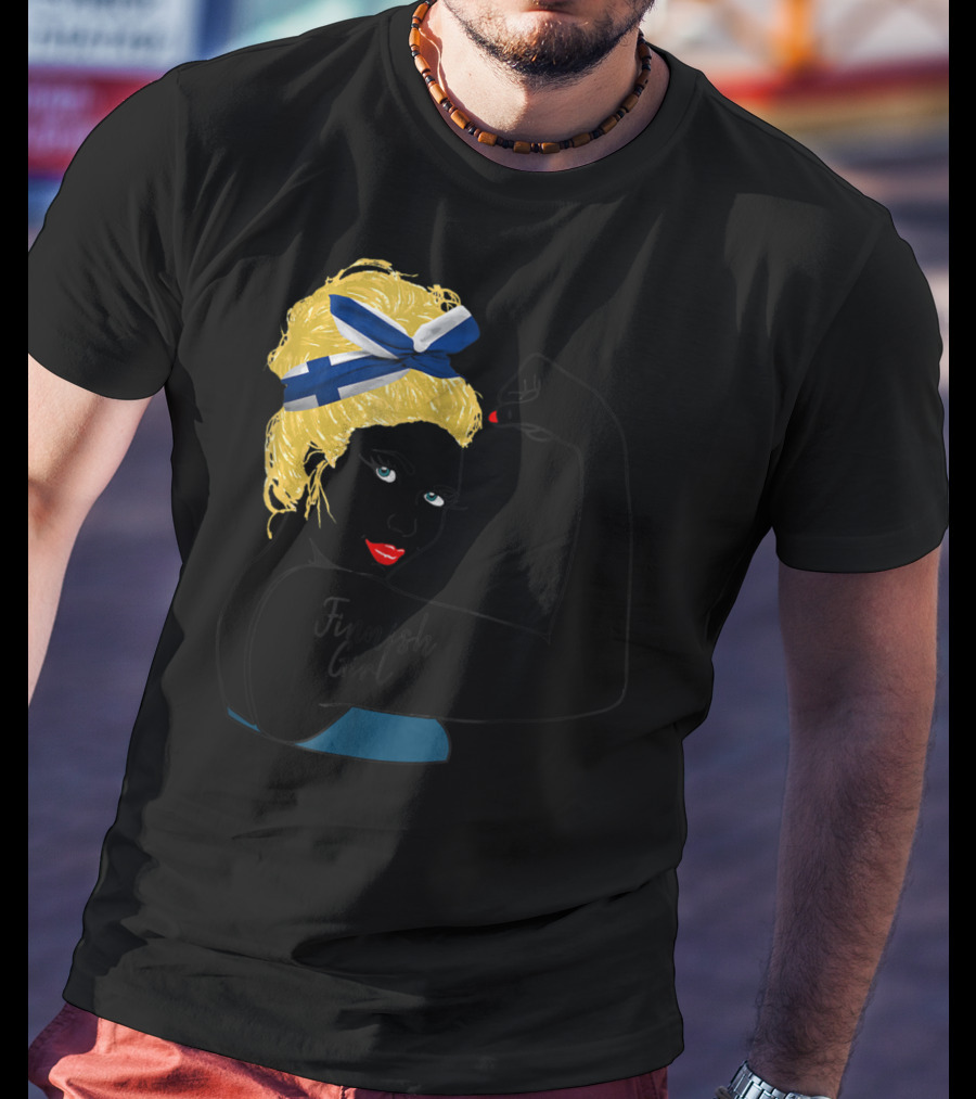 Finnish Girl Unbreakable Rosie The Riveter Style With Flag Headscarf T-Shirt
