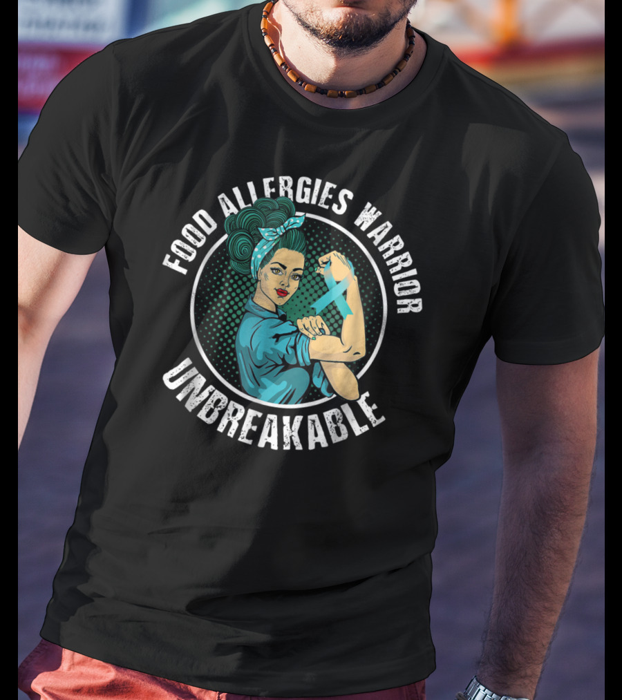 Food Allergies Warrior Unbreakable Strength Iconic Pose T-Shirt