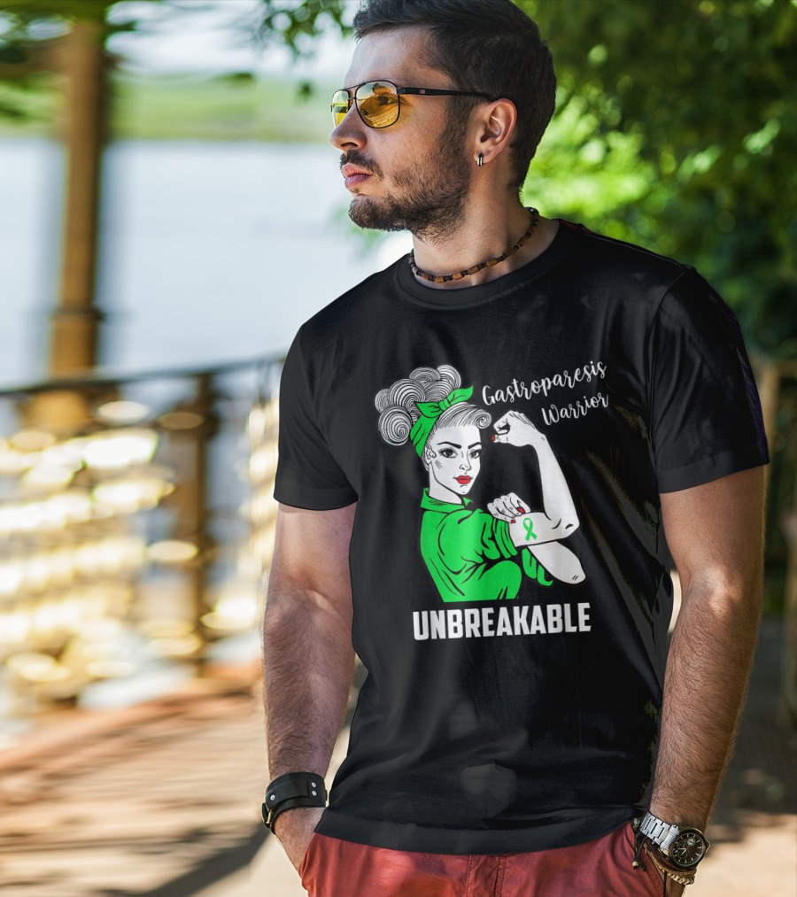 Gastroparesis Warrior Unbreakable Awareness Ribbon Strength T-Shirt