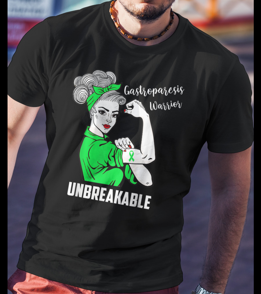 Gastroparesis Warrior Unbreakable Awareness Ribbon Strength T-Shirt