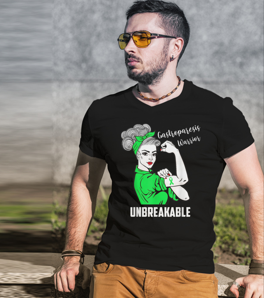 Gastroparesis Warrior Unbreakable Awareness Ribbon Strength T-Shirt