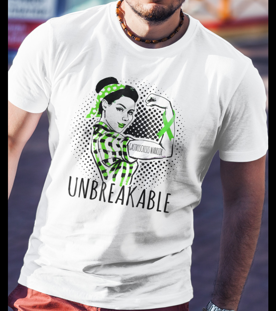 Unbreakable Gastroschisis Warrior Rosie The Riveter Style With Awareness T-Shirt