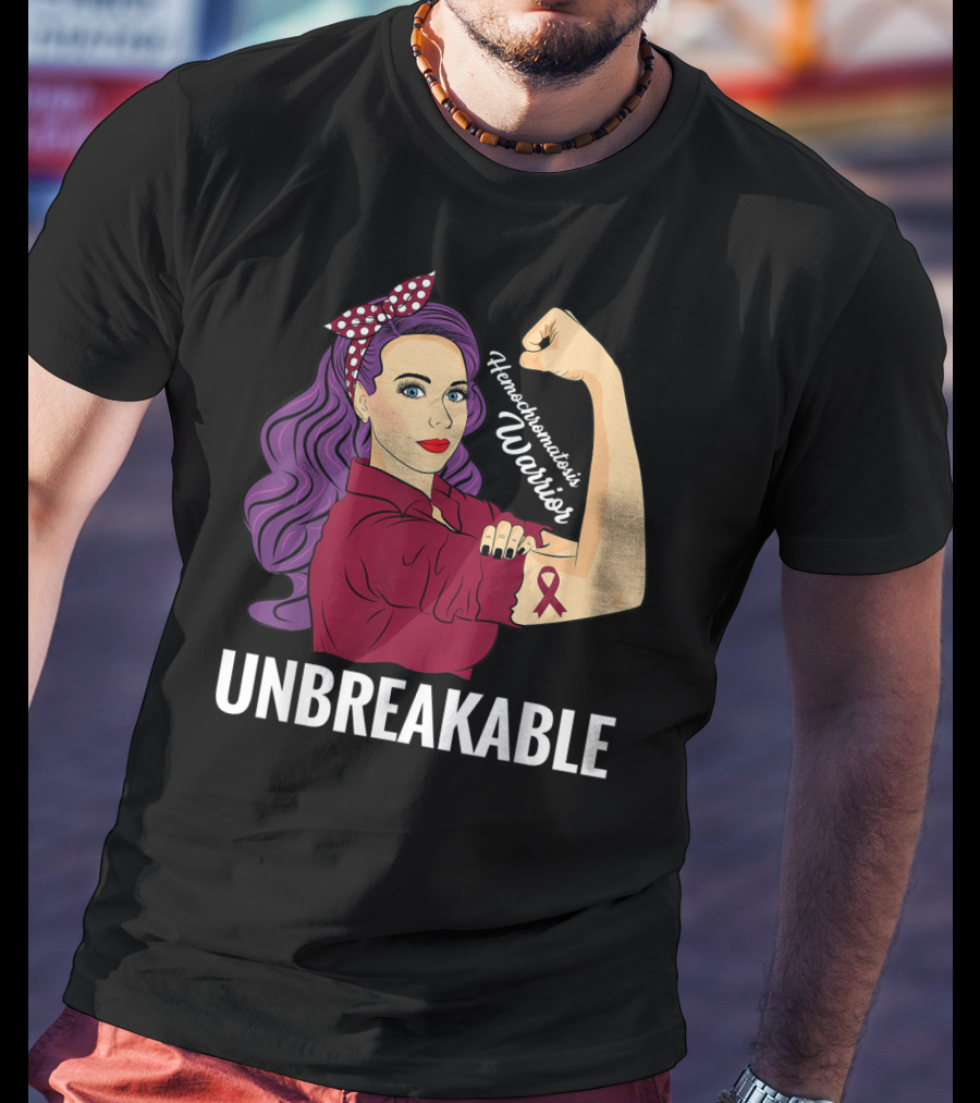Hemochromatosis Warrior Unbreakable Awareness Rosie The Riveter T-Shirt