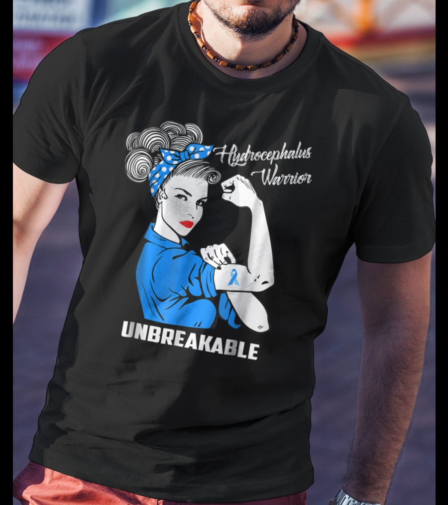 Hydrocephalus Warrior Unbreakable Awareness VB Rosie The Riveter Iconic T-Shirt