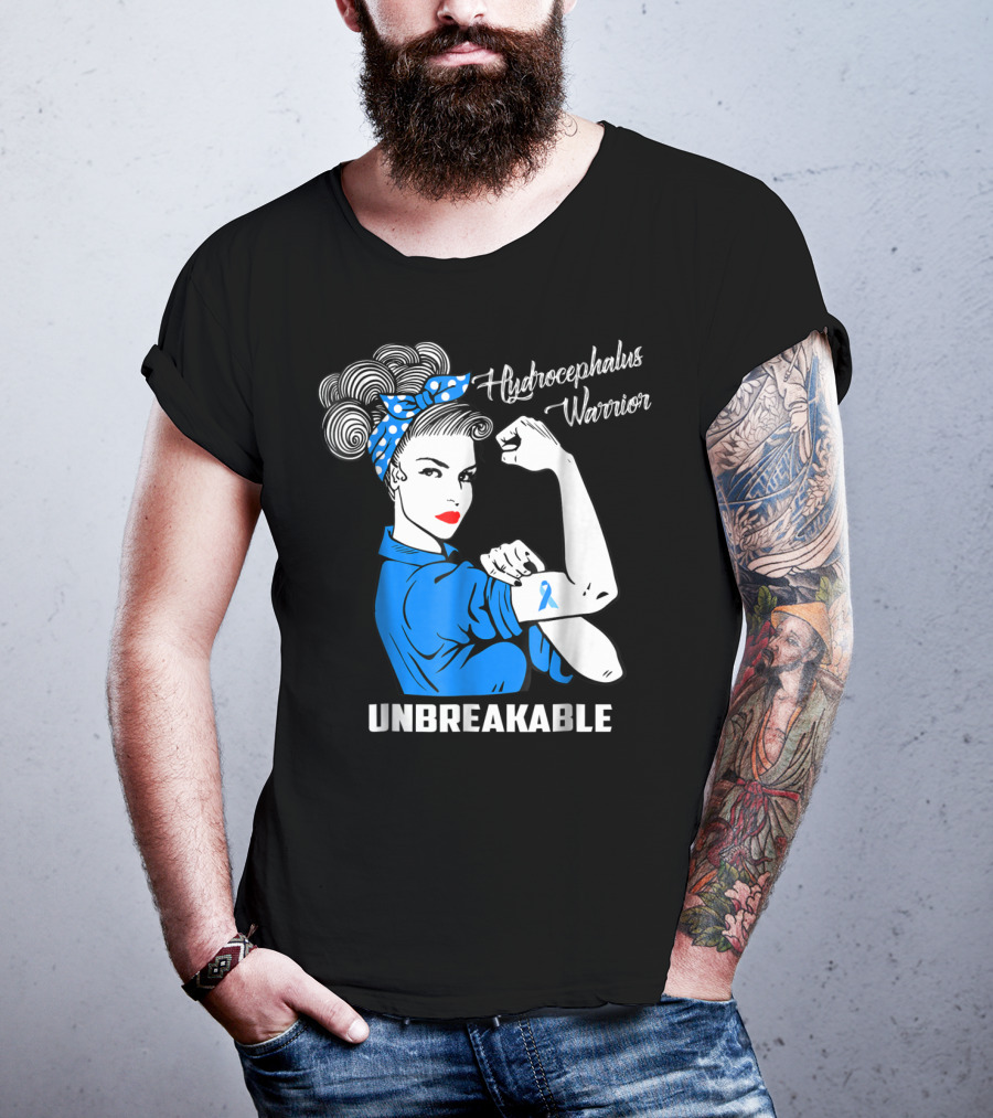 Hydrocephalus Warrior Unbreakable Awareness VB Rosie The Riveter Iconic T-Shirt