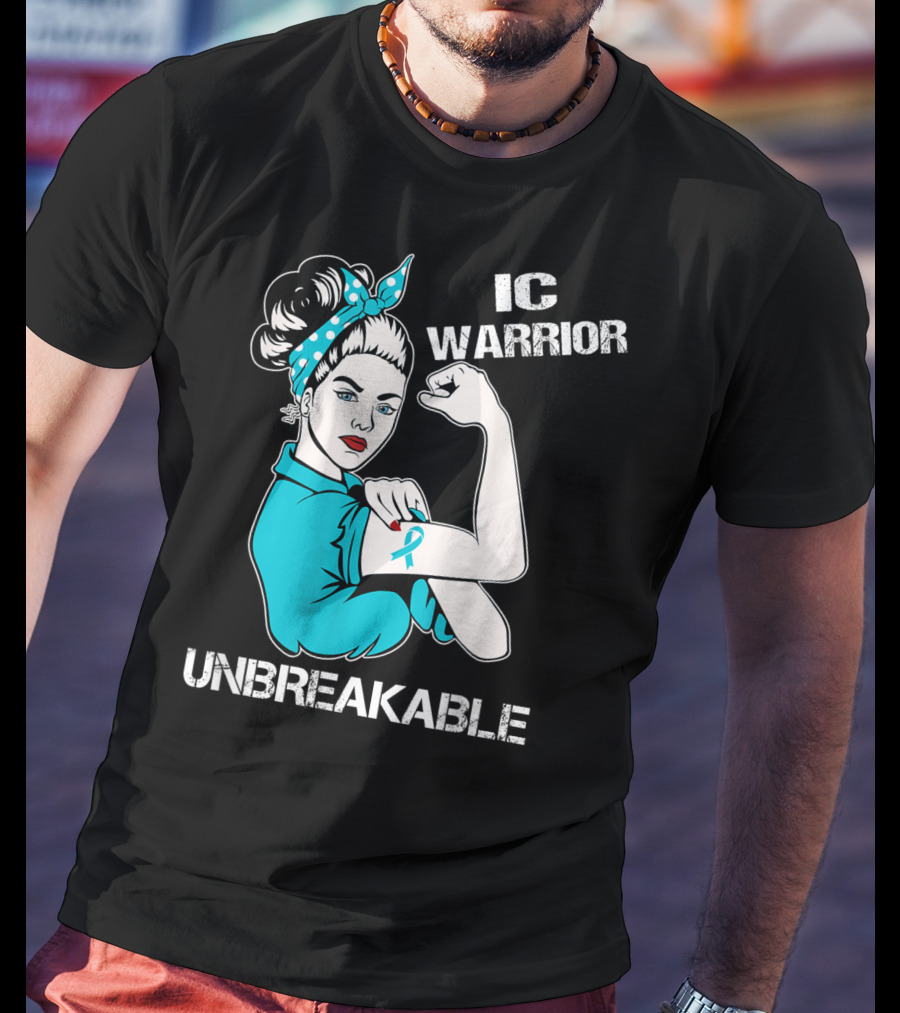 IC Warrior Unbreakable Interstitial Cystitis Awareness Rosie Riveter T-Shirt