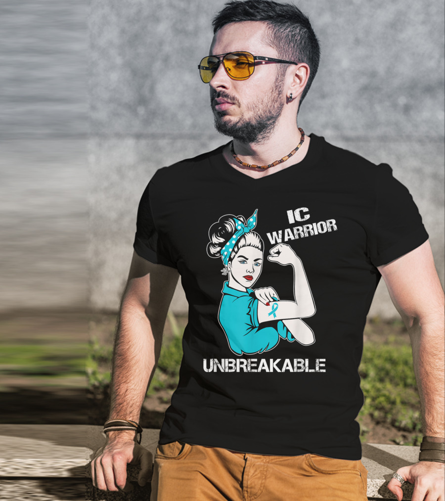IC Warrior Unbreakable Interstitial Cystitis Awareness Rosie Riveter T-Shirt