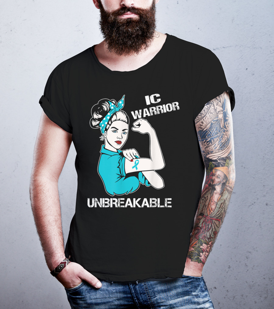 IC Warrior Unbreakable Interstitial Cystitis Awareness Rosie Riveter T-Shirt