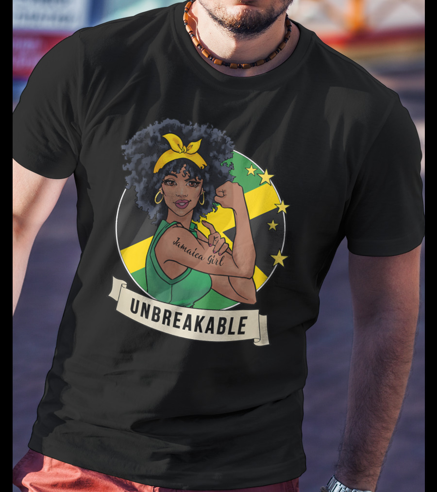 Unbreakable Jamaican Girl Jamaica Flag Colors T-Shirt