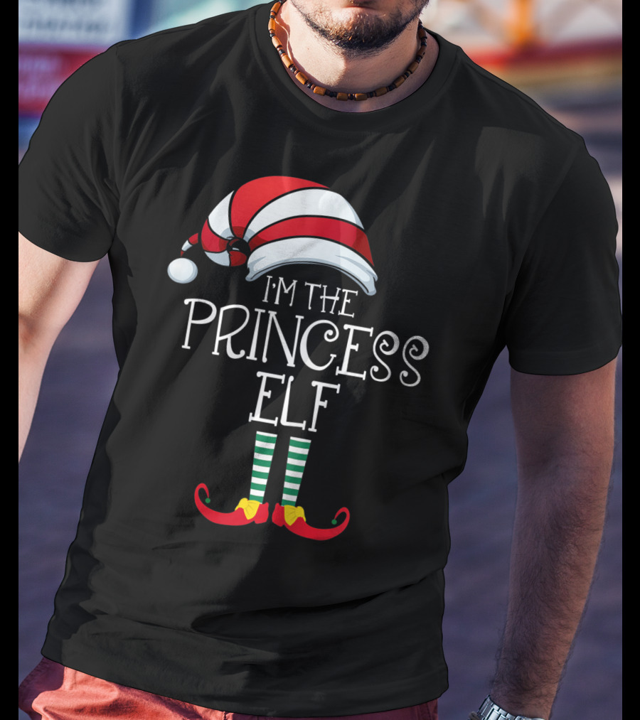 I'm The Princess Elf Striped Hat And Shoes Christmas Humor T-Shirt