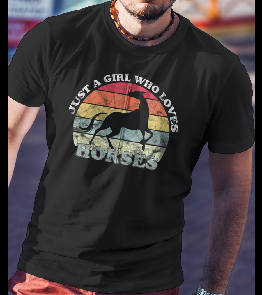 Just A Girl Who Loves Horses Retro Silhouette Rider T-Shirt