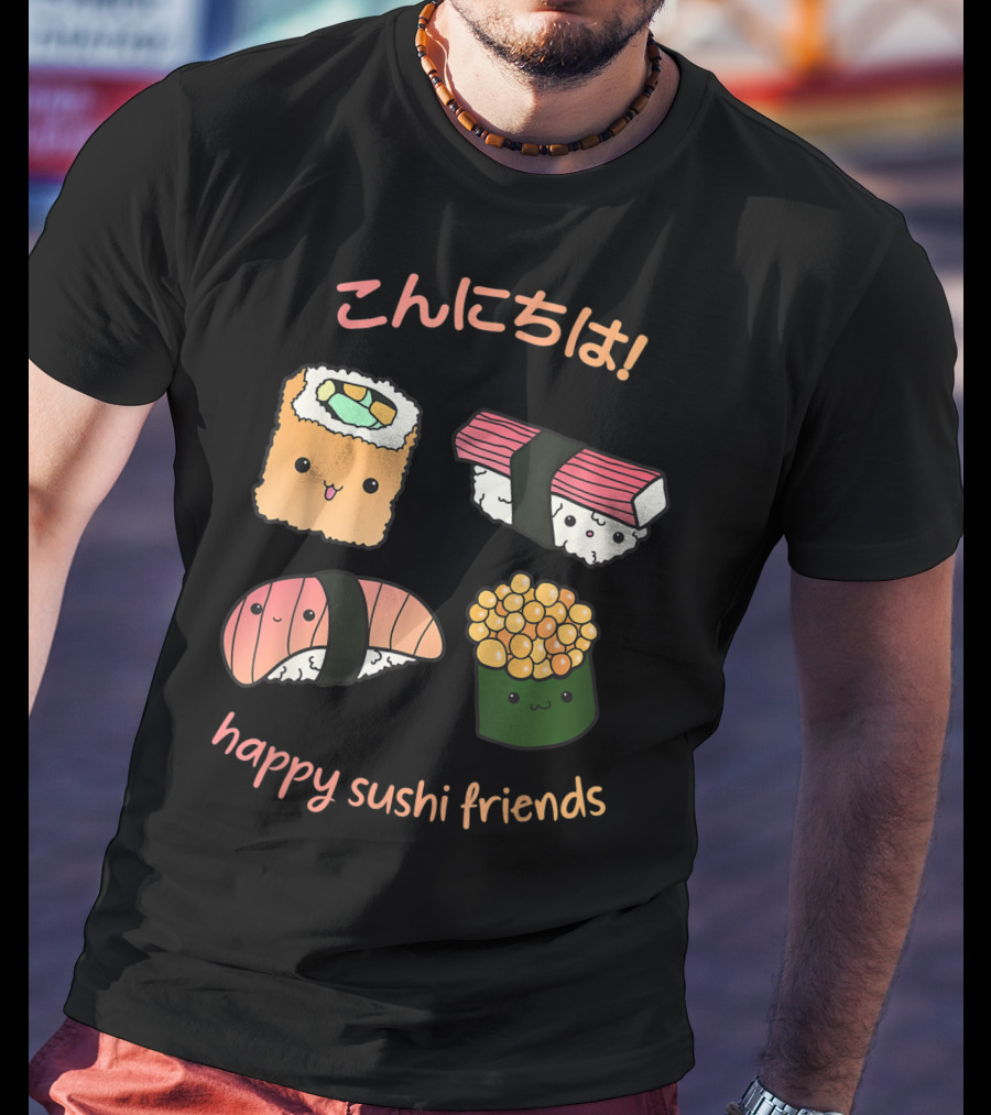 Kawaii Japanese Sushi Happy Sushi Friends T-Shirt