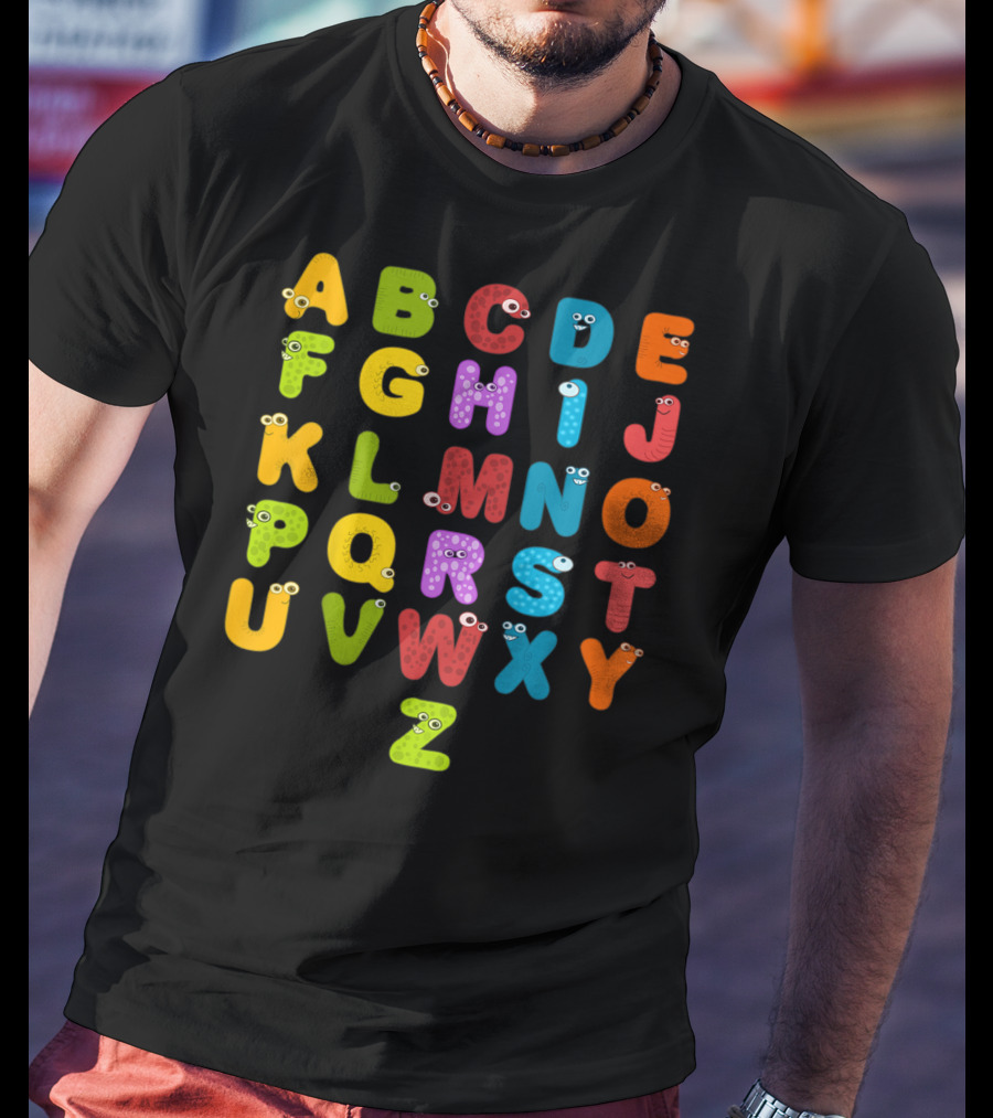 Kids Alphabet ABCs Learning Cute Monster Letters T-Shirt